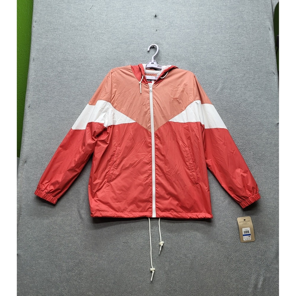 Levi's Women Jacket XL Red Nylon Windbreaker Colorblock Logo Long Sleeve NWT